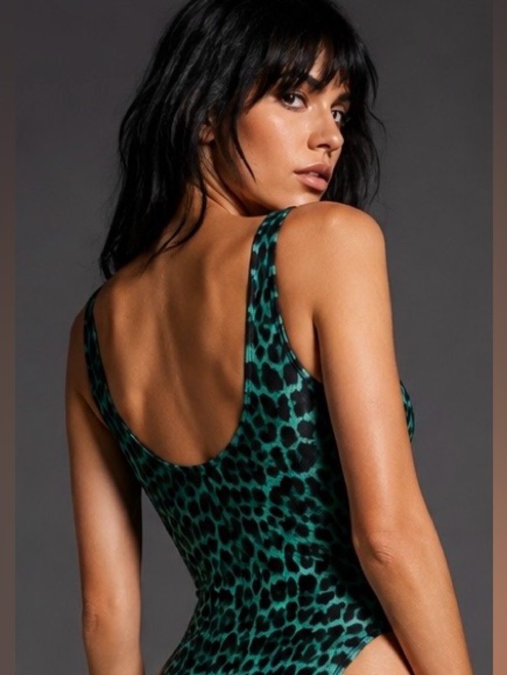Blackmilk Claws Out Green Leopard Print One-Piece Swimsuit - Picture 3 of 8